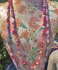 Cherry Gold Jasmine Lampwork Necklace